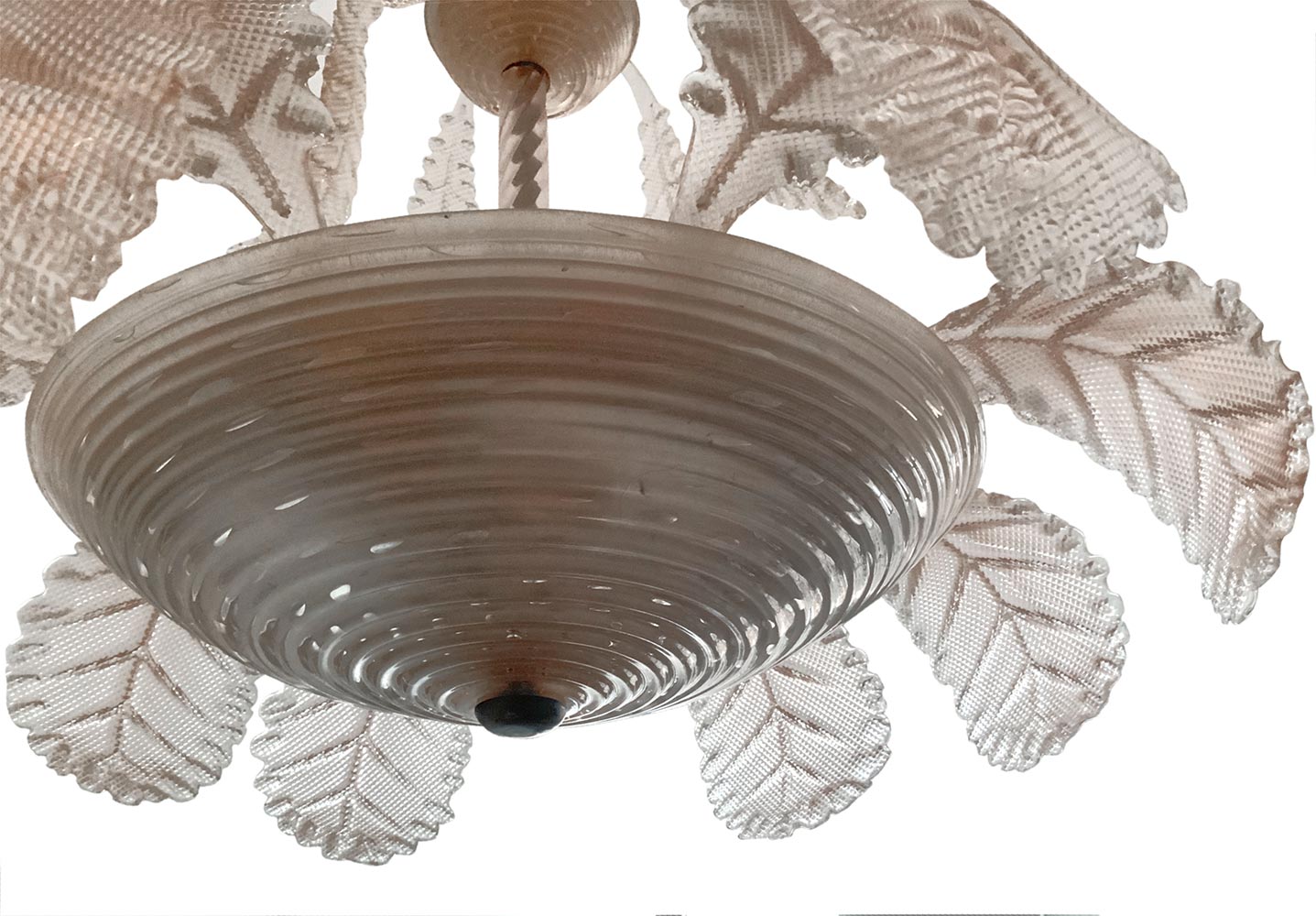 Chandelier in Murano glass, light pink, 40/50 years. H 84 cm, diameter 65. - Image 5 of 5