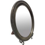 Table mirror with frame, silver 800, twentieth century. Empire style. H 31 cm.