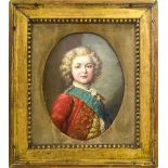 Oil paint on canvas depicting Oval portrait of young aristocrat, France, eighteenth century. Cm