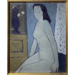 Oil paint on plywood depicting a naked woman, Alicò Giovanni (Milan Catania 1906- 1971). Cm 73x60.