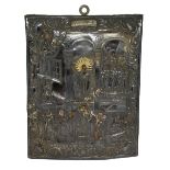 Russian icon with silver revetment, 1853 in the lower center. Cm 31x24,5