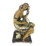 Statue depicting Liberty woman with mandolin, Early 20th century. Small defects and flaws. H cm 37.