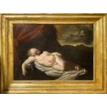 Oil paint on canvas depicting the sleeping child, attributed to Luigi Miradori known as "The