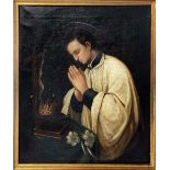 Oil paint on canvas depicting St. Aloysius Gonzaga with angels, late eighteenth century. Cm 54x45.