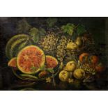 Oil paint on canvas depicting still life of fruit, 50x70 cm, twentieth century. Signed on the lower