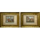 Pair of watercolored engravings depicting biblical scenes: Samuel anointed David in the midst of