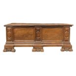 Chest in walnut, seventeenth century. H cm 65x170x52.