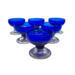 Ice cream service, salad consisting of n. 6 blue crystal bowls with silver base.