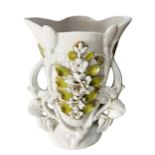 White porcelain vase, with green and gold floral decorations, 19th century. H Cm 21 cm, Mouth 16