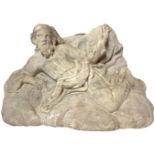 Marble sculpture depicting God, seventeenth century. H cm 18, 26x8 basis.