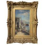 Oil paint on canvas depicting views of the Amalfi Coast, Rickarby William Miller (1818-1893).