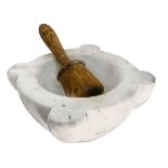 Marble mortar with pestle, nineteenth century.