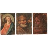 Three oil groups paint on canvas depicting fragments: 1) biblical character (San Paolo), XVI / XVII