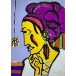 Acrylic on paper Woman and Spider, Luciano Castelli (1951, Lucerne, Switzerland). Cm71x51. Signed