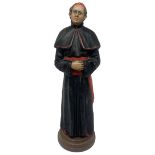 "Terracotta" statue depicting Monsignor with red "zucchetto", XX century. H cm 25.