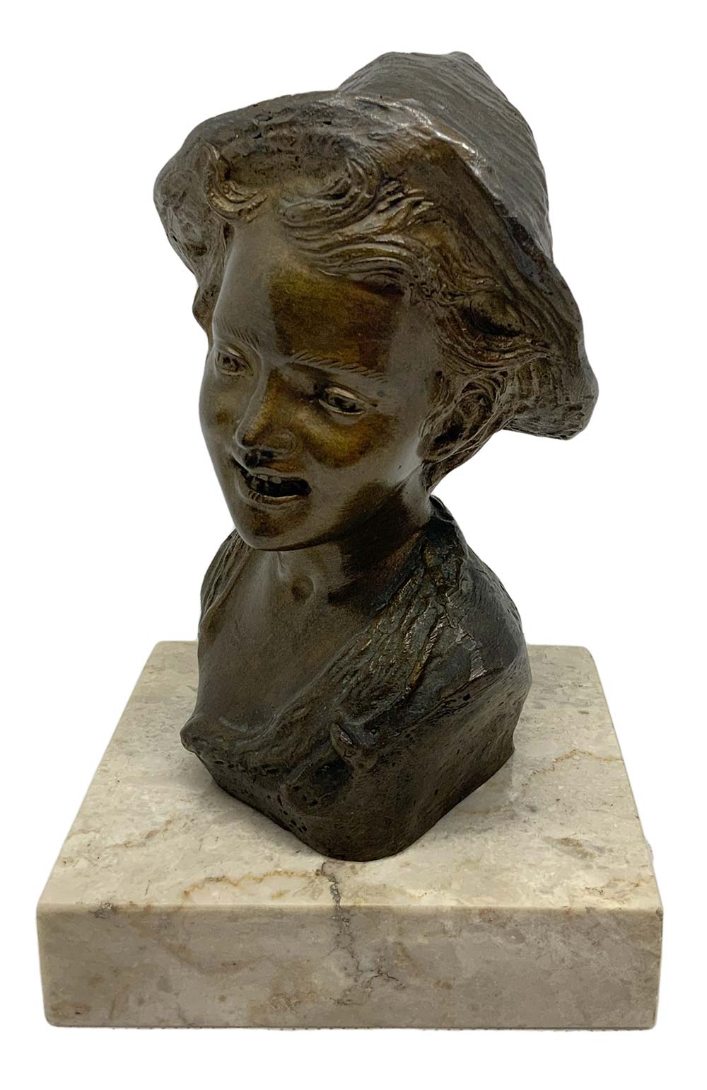 Brown patinated bronze depicting a young boy with hat, G.De Martino (1870, Naples - Naples, 1935). - Image 3 of 8