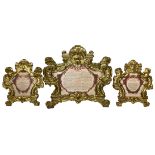 Three "cartagloria" Group Wall gilt metal and embossed, Sicily, XIX century. Central 43x47 cm,