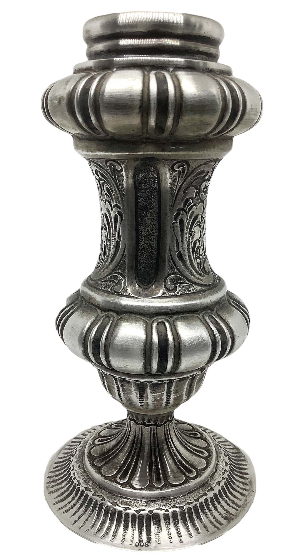 Small silver vase, late 19th century. Punched "Silver 800". H cm 16 with base, diameter cm 2,5 - Image 2 of 5