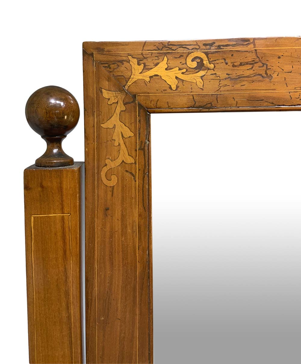 Tilting Psyche in walnut with light wood inlays. Mirror mercury on both sides, late eighteenth / - Image 5 of 7