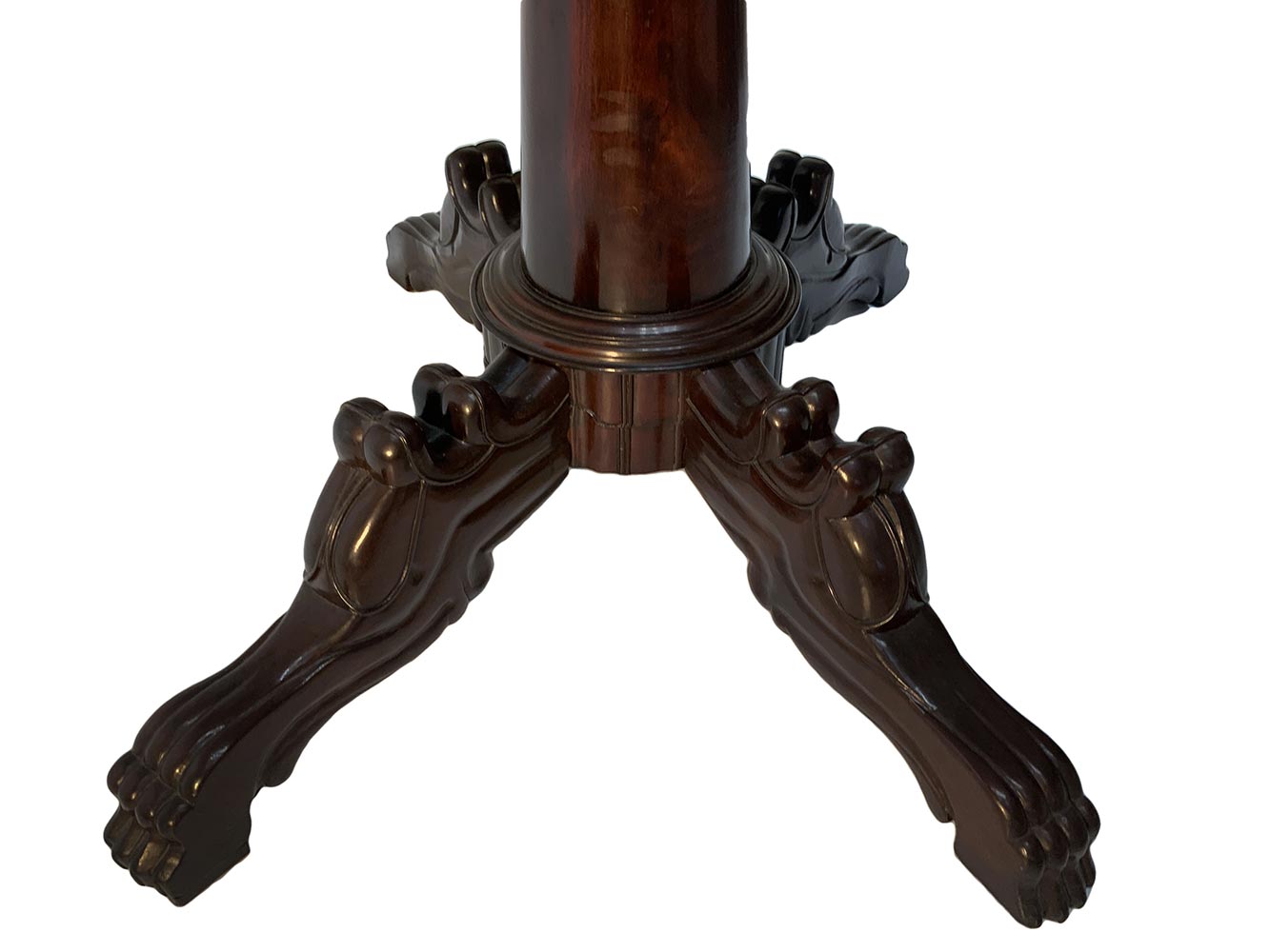 Extending oval dining table in rosewood. Four-spoke foot with lion carving, late 19th century. H cm - Image 2 of 4