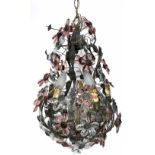 Chandelier with crystal flowers daisy, 50s 56 cm H