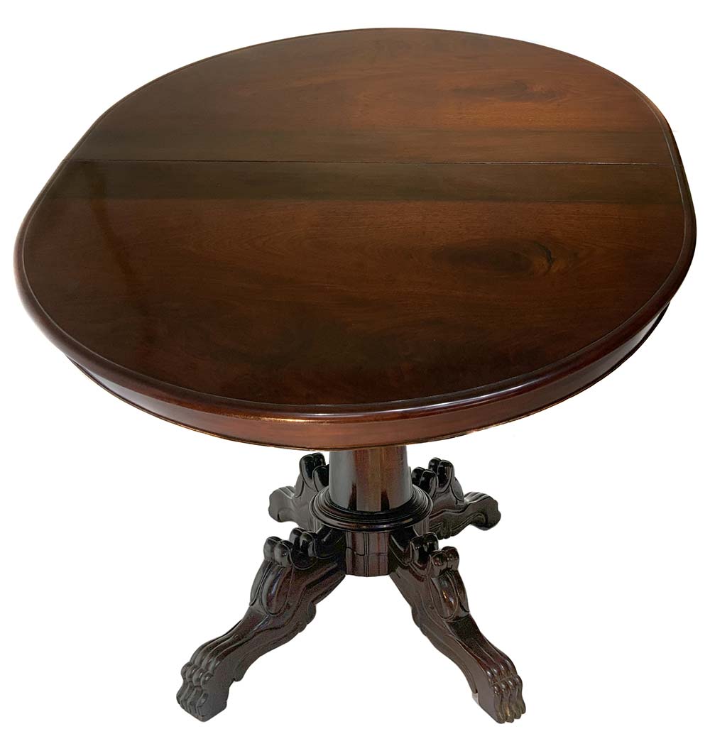 Extending oval dining table in rosewood. Four-spoke foot with lion carving, late 19th century. H cm - Image 4 of 4