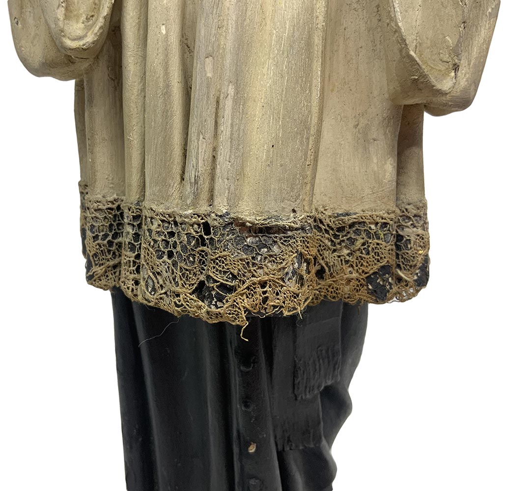 Papier-m&acirc;ch&eacute; sculpture depicting Saint Aloysius de Gonzaga wearing a white robes, late - Image 5 of 8