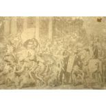 Drawing allegedly by Luca Giordano (Naples 1634-1705) depicting a battle. Watercolor on paper,
