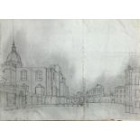 Drawing on paper depicting Piazza Dante (Catania, Sicily), nineteenth century. Drawing on paper,