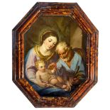 Oil paint on octagonal copper (hand reversed), depicting the Holy Family of cherries.