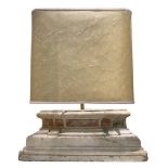 Marble fragment with Sicilian jasper inserts, base of eighteenth century. Adapted to lamp. H Cm 15X