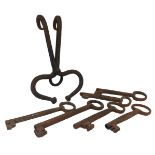 Group no. 6 keys of ancient iron. Late nineteenth century.