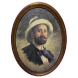 oval oil painting on canvas depicting male character. Attributed Angelo D'Agata (Catania 1842 /
