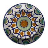 Majolica plate of Caltagirone, Sicily. Decorated with figs, 50s. Diameter 44 cm.