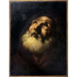 Oil paint on canvas depicting the head of St. Francis of Paola, Southern Italy area, eighteenth