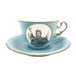 Cup with saucer, hand painted with Saint Agatha, early twentieth century. Richard Ginori. H with