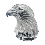 Crystal sculpture depicting eagle head, XX century. H 15 cm.