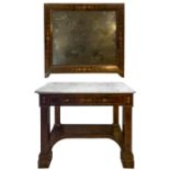 Mahogany Console Charles X, 1810-1820, Sicily. Marble floor, inlays on the front and sides, central