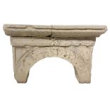 Fragment of a shrine in white stone of Noto, sixteenth century. H cm 59x94x31.