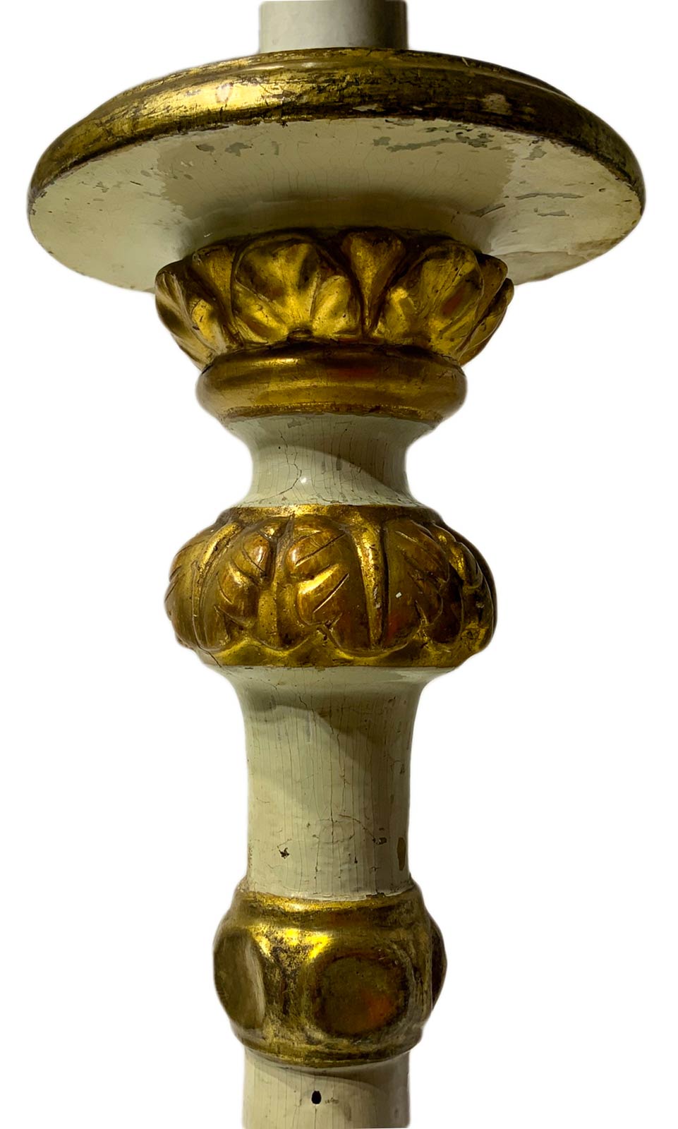 Candlestick lacquered and gilded, 19th century. H 88 cm - Image 3 of 3