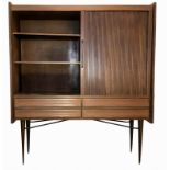 Wooden bookcase furs, Swedish production, brass details. Furling, minimum shortcomings. 60's. 152