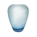 Globular Murano Vase. allegedly by Venini. Vase globular shape in shades of blue, surface machining