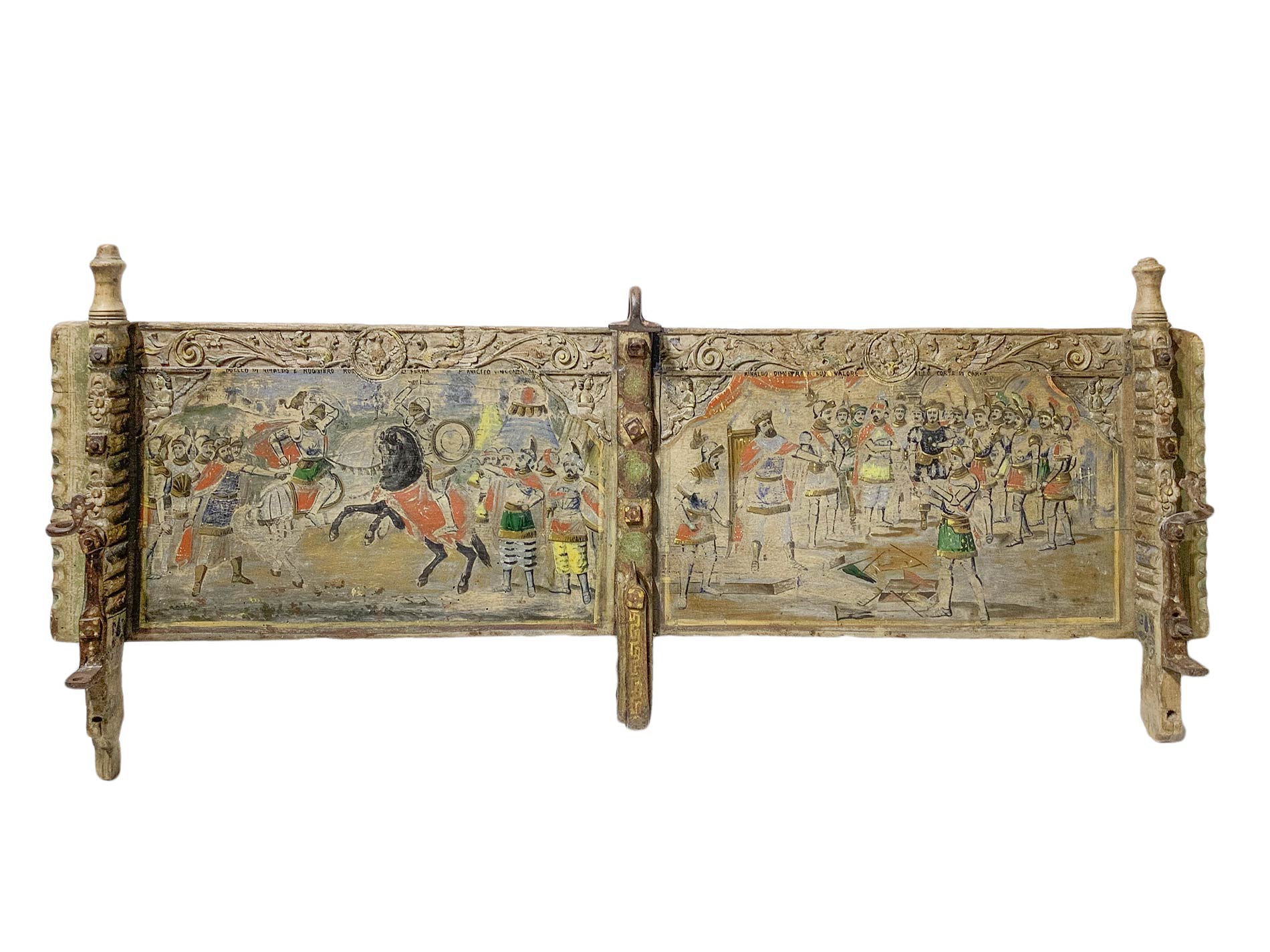 Sponda Sicilian cart in two sections, Sicily nineteenth century. Depicting duel between Rinaldo and