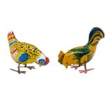 Toy tin, couple of hens. Length 10 cm and 11 cm