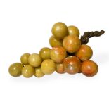 Bunch of grapes with alabaster grapes, table decoration, 1940-1950. Chipped color. Cm 36