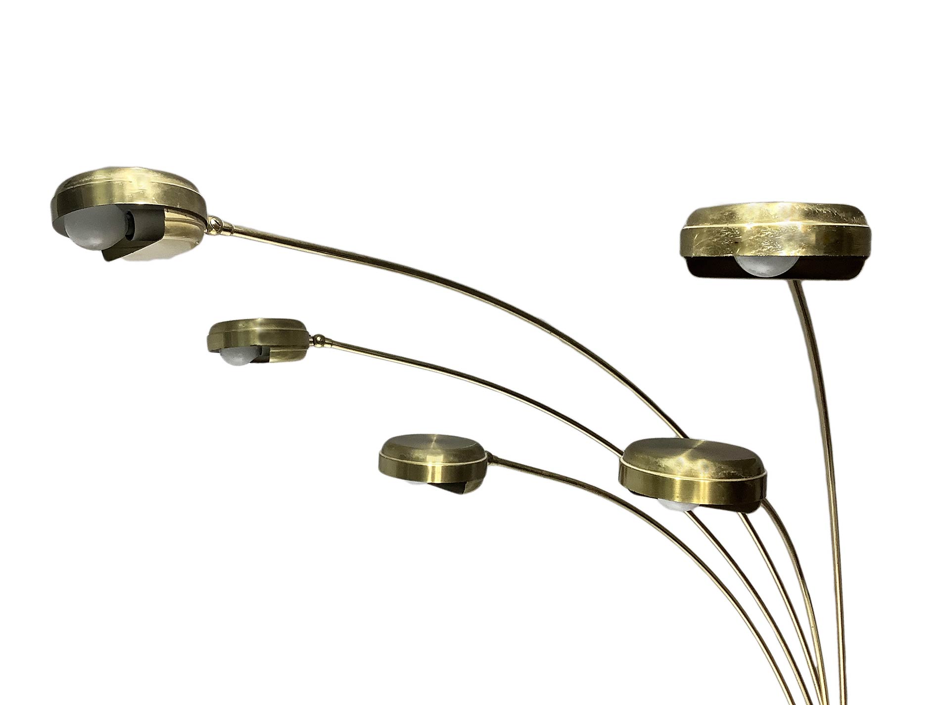 Floor lamp golden brass with 5 lights. 70s. H 195 cm. - Image 2 of 6