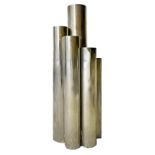 Italian Production, vase in chromed metal composed of more juxtaposed cylinders. Years 60. H cm 18.