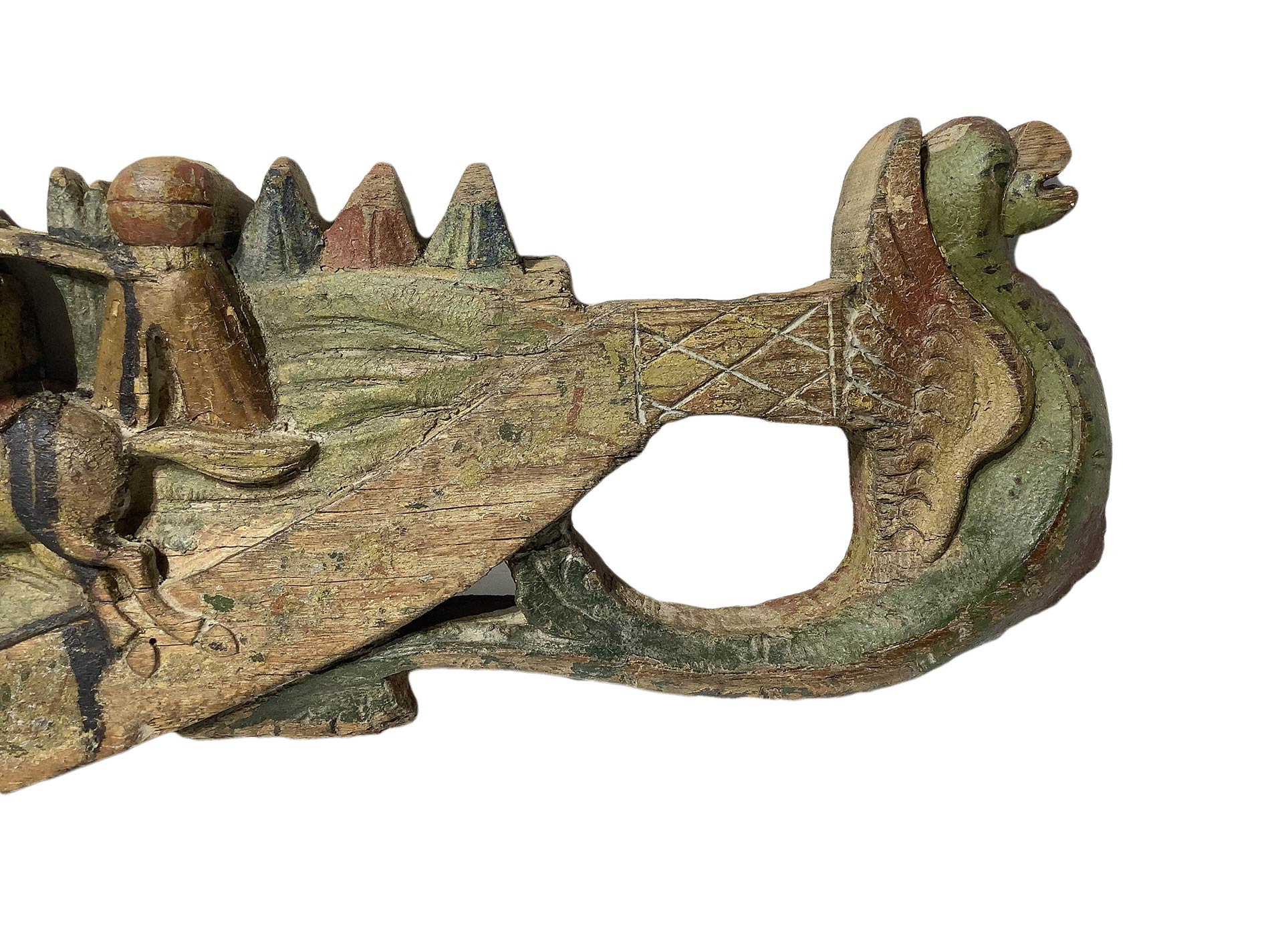 Sculpture of a polychrome Sicilian cart key, big challenge, Sicily, 19th century. Combat between - Image 3 of 4