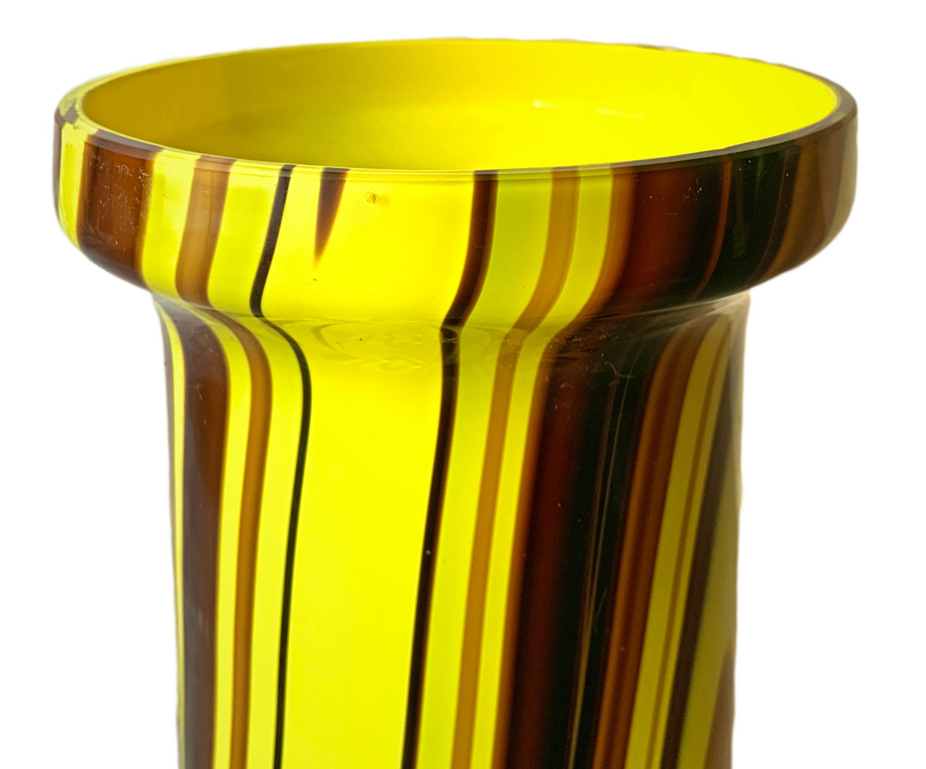 Carlo Moretti, Murano. Variegated glass vase with yellow and shades of brown, spherical body, tall - Image 3 of 4