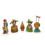 5 whistles, Sicilian ceramics, Caltagirone, 20th century.